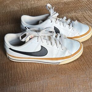Nike White Sneakers with Black and Tan Details